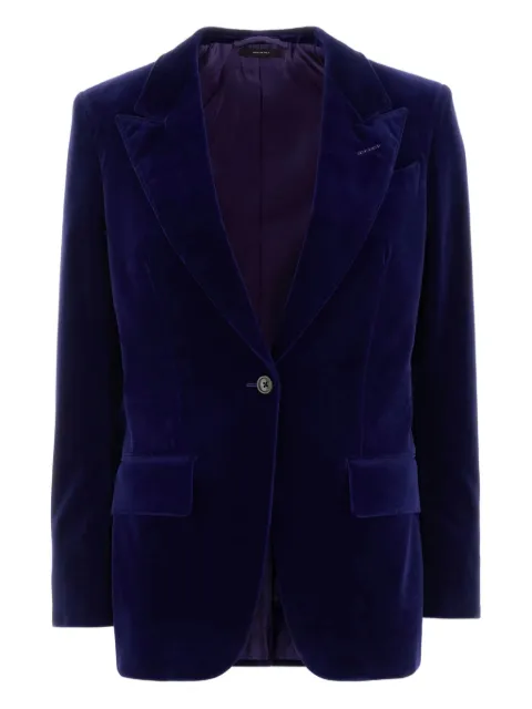 TOM FORD velvet single-button blazer Blue GI2970FAX1518
