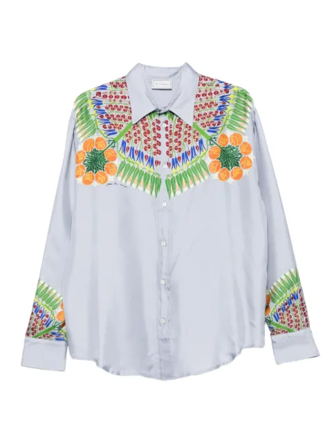 Pierre-Louis Mascia floral-print long-sleeve shirt Blue 10643