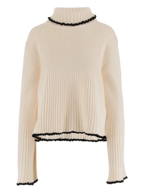 Jil Sander ribbed high-neck ruffled sweater Neutrals J02GP0233J14800
