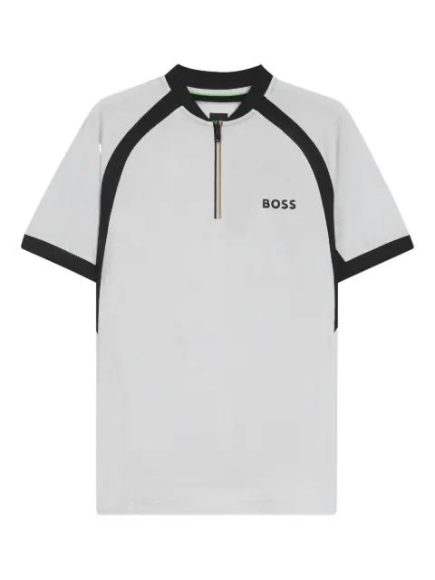 BOSS half-zip panelled polo shirt White 50549498