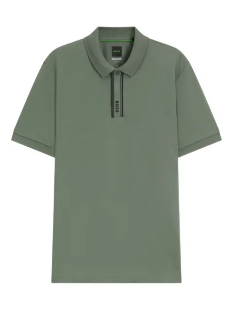 BOSS striped-placket polo shirt Green 50549362358