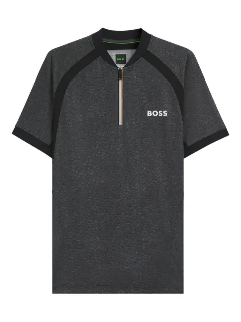 BOSS panelled zip-neck T-shirt Grey 50549498