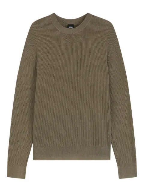 BOSS ribbed crew-neck sweater Brown 50549989
