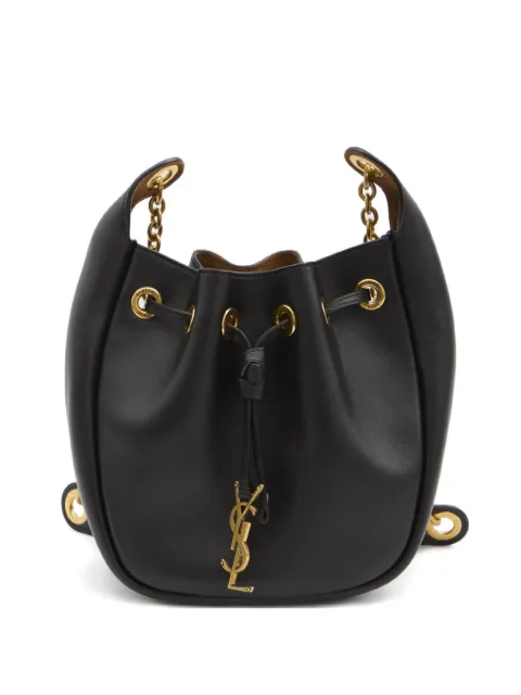 Saint Laurent Cassandre drawstring leather shoulder bag Black 840888AAFC0