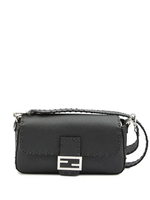 FENDI Baguette macro-stitch messenger bag Black 7VA572ARLZ