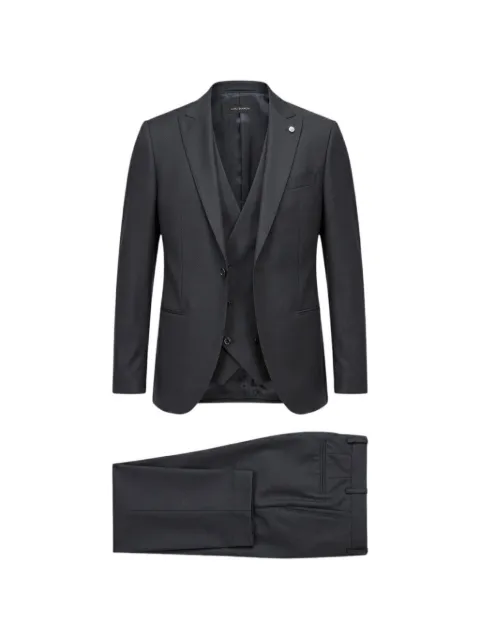 LUIGI BIANCHI MANTOVA peak-lapels three-piece suit Grey 33009234381376BLACK