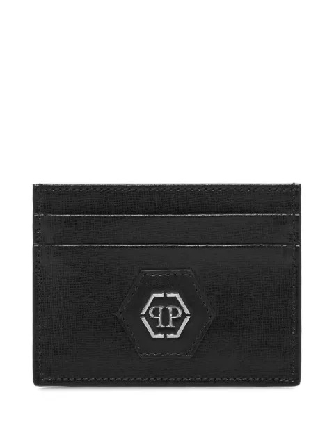 Philipp Plein saffiano leather card holder Hexagon Black AAEAUVG0015PLE010N