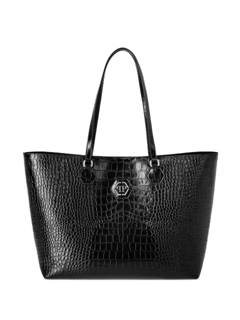 Philipp Plein Crystal Skull crocodile-print tote bag Black FAEAWBA2120PLE010N