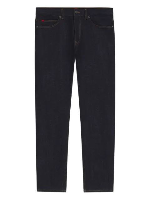HUGO leather-patch jeans Blue 50547239