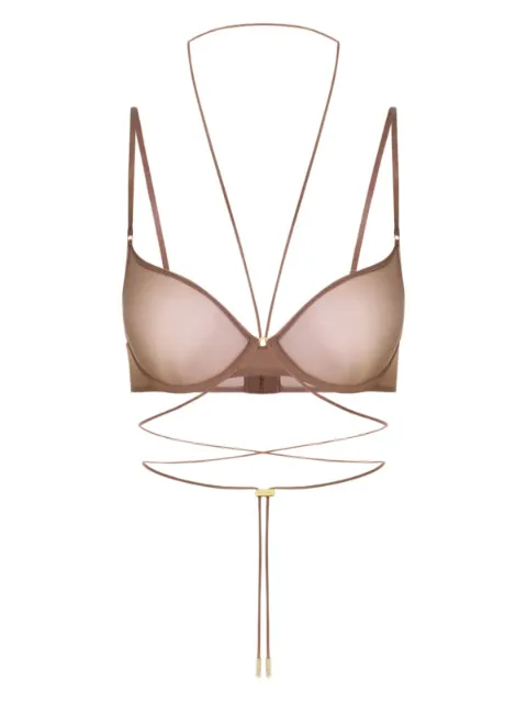 Maison Close balconette cross-back bra Brown 564038