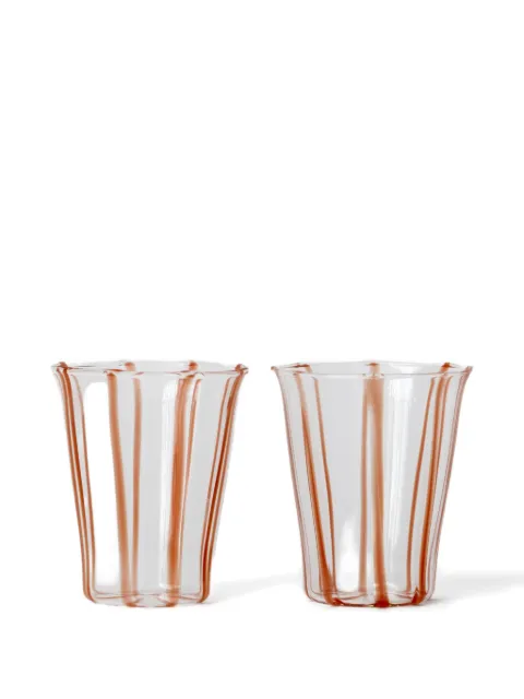 Sophie Lou Jacobsen striped ribbed tumbler (set of two) Neutrals SPLVBBPTTER