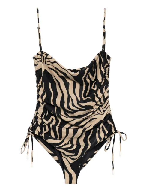 Johanna Ortiz zebra-print swimsuit Black PT03506
