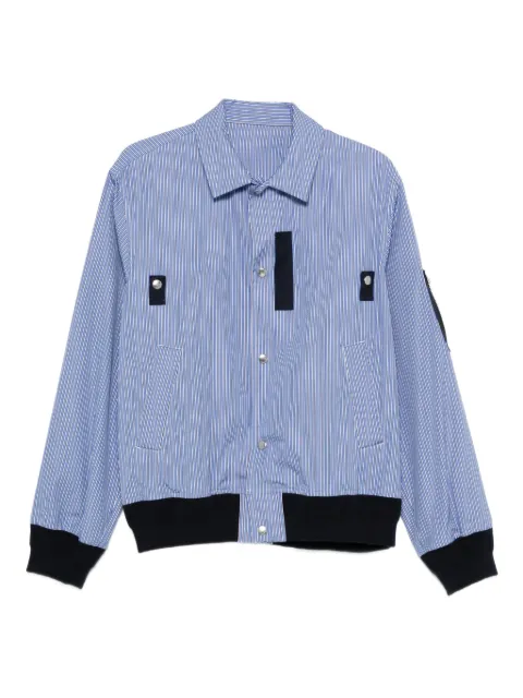 sacai striped panelled bomber jacket Blue 2503780M