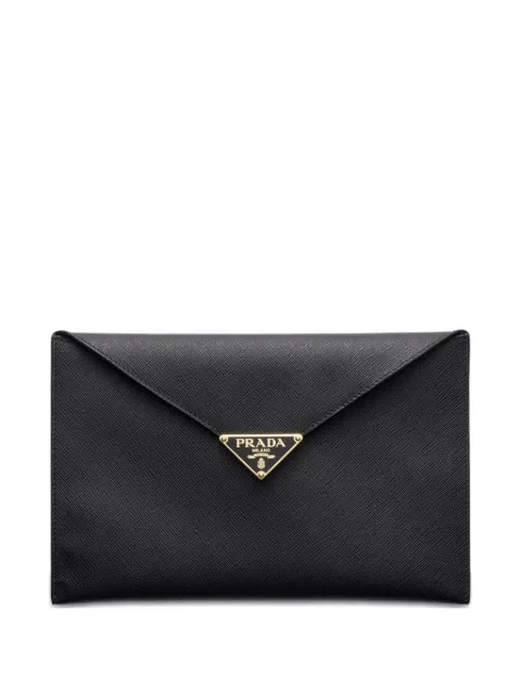 Prada triangle-logo envelope clutch Black 1MF0482CLQ
