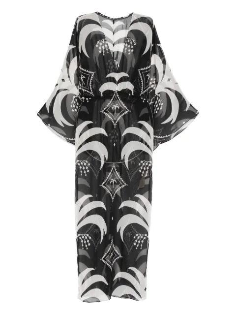 Johanna Ortiz Spiritual Healers cape-sleeve maxi dress Black PT03423