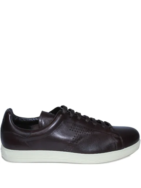 TOM FORD perforated-detail leather sneakers Brown J1507LBU002N3BW33