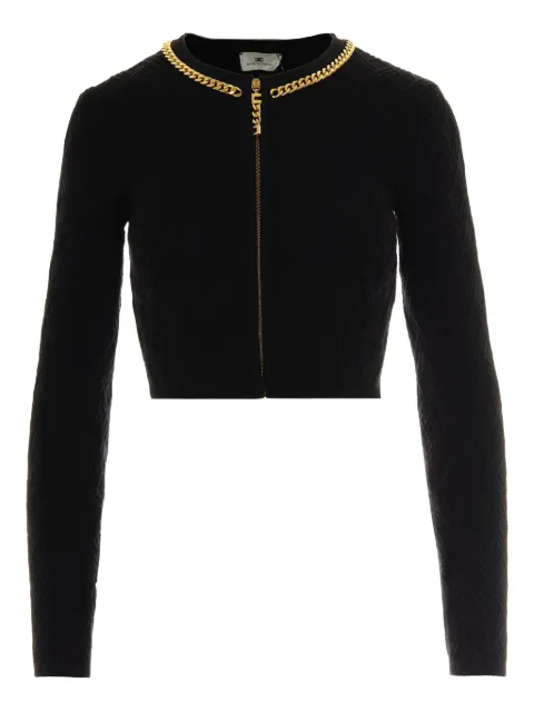 Elisabetta Franchi chain-trim diamond-pattern cardigan Black MK29B56E2