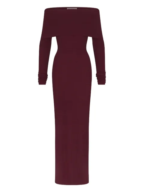 ETERNE long-sleeve off-shoulder maxi dress Red CB47404