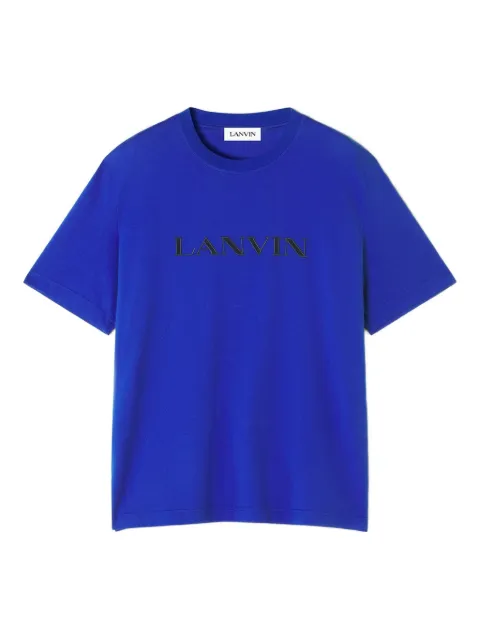 Lanvin logo-embroidered cotton T-shirt Blue RMTS0012J300H25