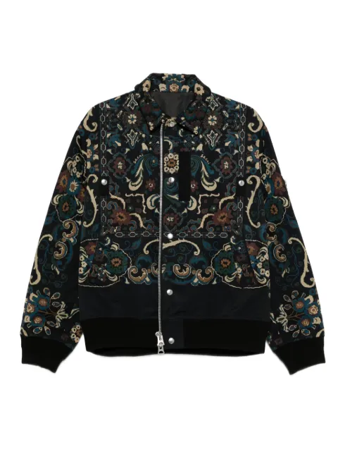 sacai paisley-print zip-front jacket Black 2503762M