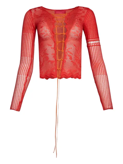 Roberta Einer Kat lace-up top Red RESS25K13C
