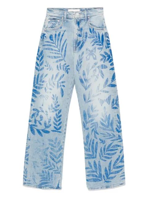 MOTHER The Lasso Sneak leaf-print jeans Blue 10478259