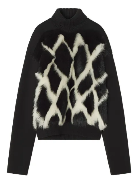 Lanvin high-neck fur-panel sweater Black RMPO0011K073H25