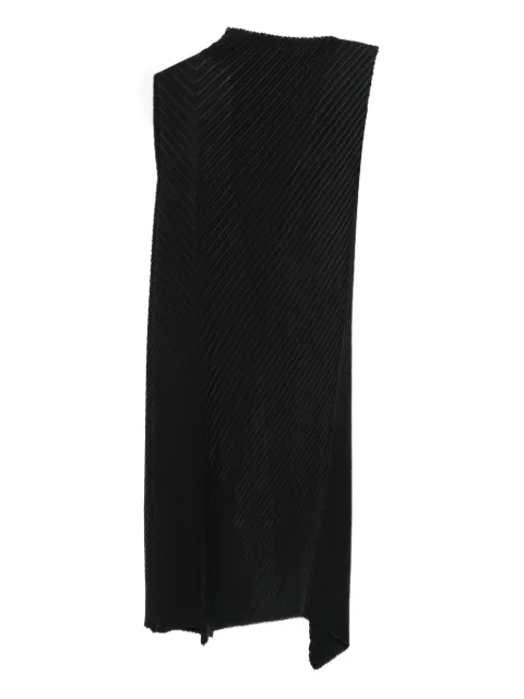 Issey Miyake pleated sleeveless asymmetrical dress Black IM58FH153