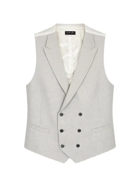 LUIGI BIANCHI MANTOVA double-breasted micro-pattern waistcoat Grey 8160821383GRIS