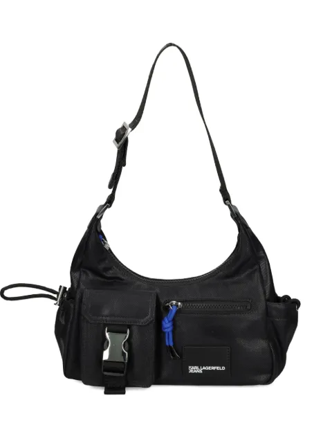 Karl Lagerfeld Jeans small utility coated denim shoulder bag Black A3W30225