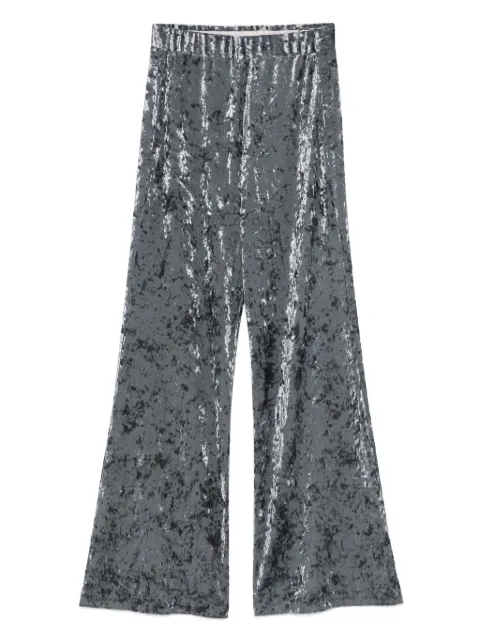 Forte Forte crushed-velvet flared trousers Blue 14102MYPANTS