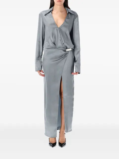 The Attico satin wrap dress Grey 251WCW00242VVV088AA