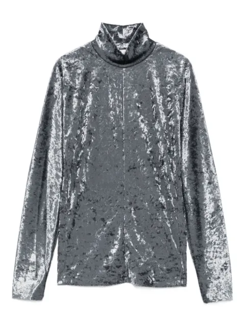 Forte Forte crushed-velvet turtleneck top Blue 14100MYTSHIRT