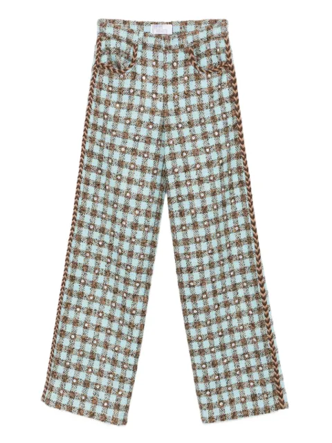 Giuseppe Di Morabito gingham-check braided-trimmed trousers Blue 05FWPA091YC05308