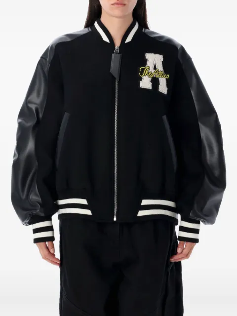 The Attico varsity leather-sleeve bomber jacket Black 251WCB00092WWV058AA