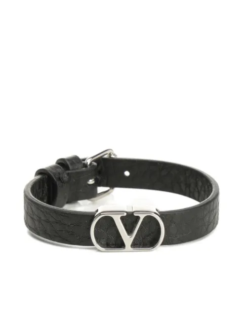 Valentino Garavani v-logo leather bracelet Black YJ0X63AVU