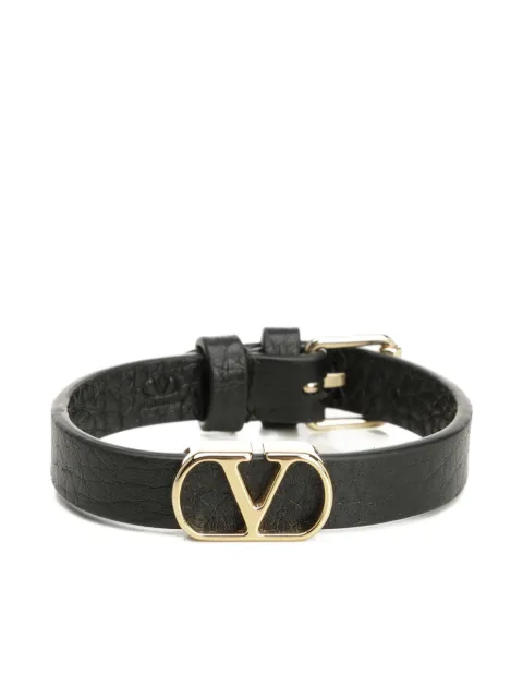 Valentino Garavani v-logo leather bracelet Black YJ0X63NTP