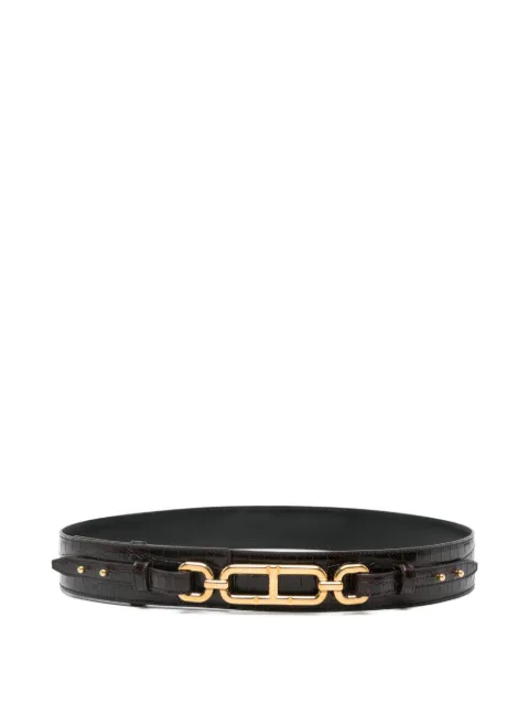 TOM FORD crocodile-embossed chain-link belt Brown WB263LCL401X