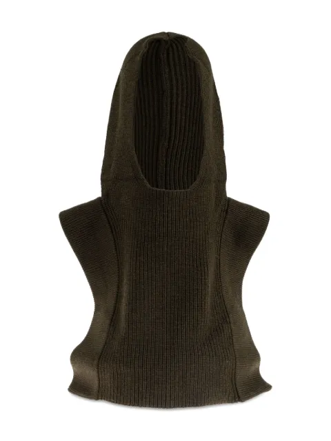 ISABEL MARANT hooded ribbed wool scarf Black EC077MFBA4L01A