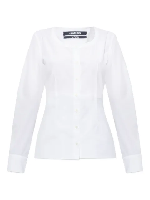 Jacquemus button-front long-sleeve blouse White SHW00547AW00351