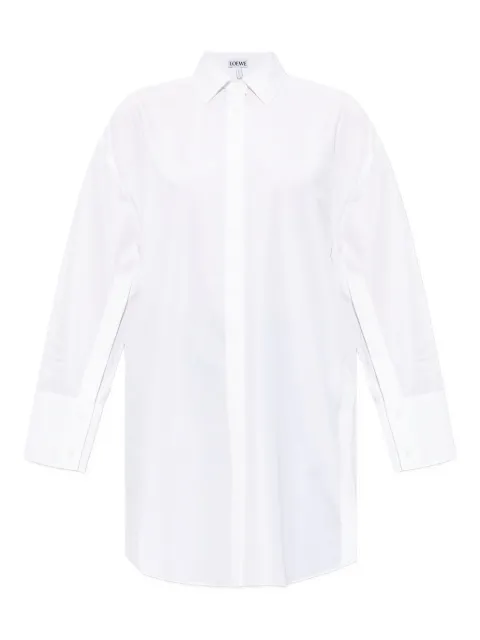 LOEWE logo-embroidered cotton midi shirt dress White S359Y09XJB