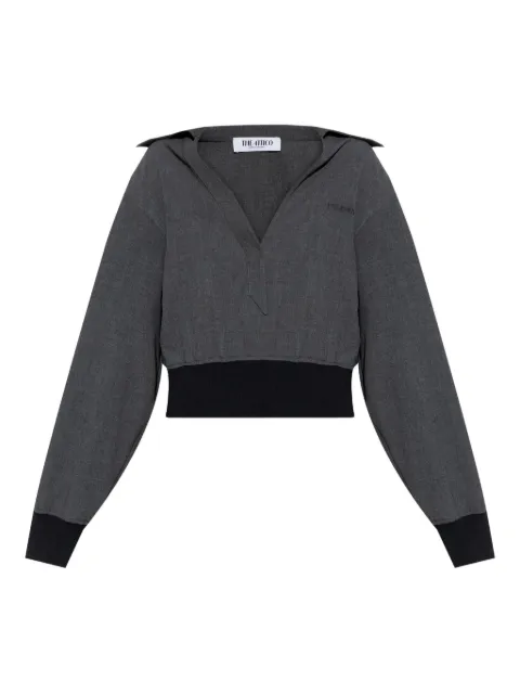 The Attico banded-cuff collared top Grey 251WCE00004PLL007AA