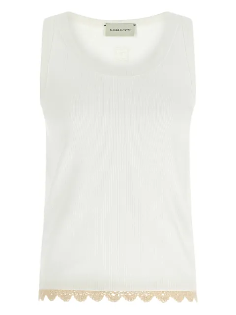 Magda Butrym ribbed crochet-trimmed top White 179725WHITE