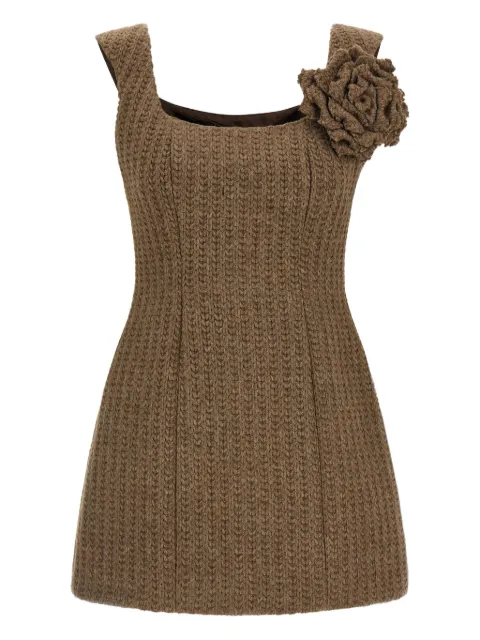 Giuseppe Di Morabito cable-knit flower-detail mini dress Brown 05FWDR479F0530330