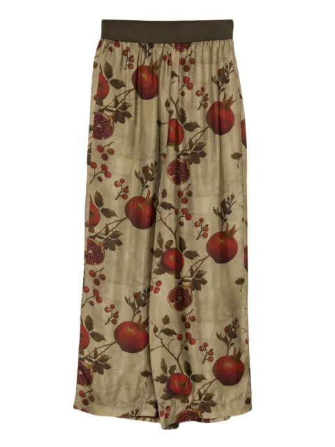 Uma Wang pomegranate-print elastic-waist trousers Green UP3001PANSY