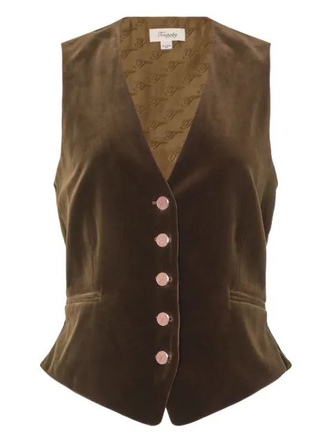 Temperley London velvet button waistcoat Green 25AWCOV53421
