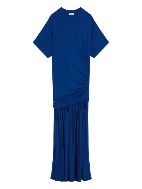 Ferragamo gathered-waist asymmetric day dress Blue 0782523VI