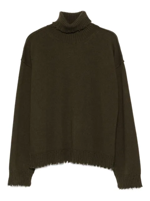 Uma Wang high-neck frayed-hem sweater Green UK7154HIGHNECK