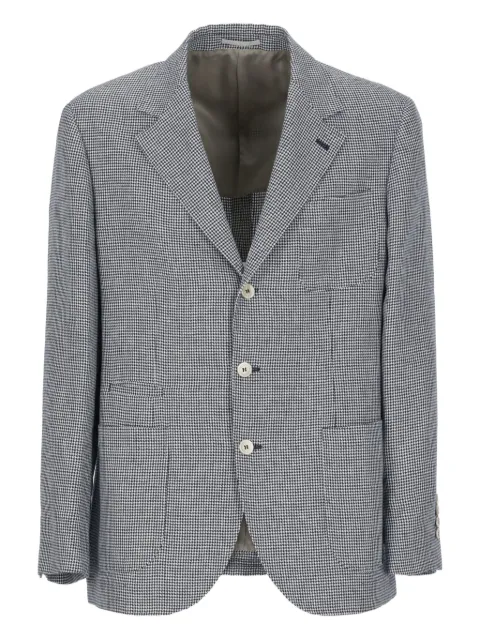 Brunello Cucinelli pied-de-poule linen blazer Grey MB4057BNDC086