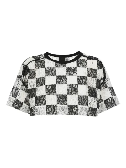 PINKO check-print cropped T-shirt White 105294A2MF
